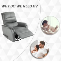 HOMCOM Manual Recliner Armchair, Velvet-Touch Polyester Fabric Upholstered Rocking Chair w/ Footrest, Armrest(m-4)