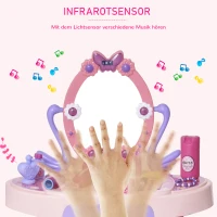 HOMCOM kinderkaptafel kaptafel 5 muziekstukken infrarood sensor roze(m-5)