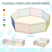 PawHut Ren voor kleine dieren 8 elementen hamsterafrastering box ren metaal(m-5)