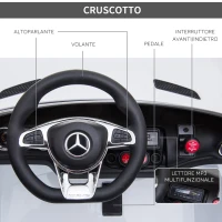 HOMCOM Macchina Elettrica per Bambini con Licenza Ufficiale Mercedes-Benz Luci e Fanali Funzionanti Lettore di Musica MP3(m-6)