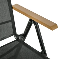 Outsunny 2er-Set Klappstuhl Gartenstuhl klappbar mit Rückenlehne Armlehne für Garten Balkon Terrasse Mesh Stoff Aluminium Schwarz 71,5 x 68 x 109 cm(m-9)