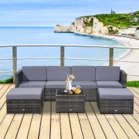 Outsunny 7-delig Tuinmeubelen poly-rotan zitgroep tuinset sofaset lounge(m-10)