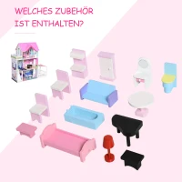 HOMCOM Puppenvilla Mädchen Spielzeug Kinder Puppenhaus aus Holz Puppenstube Dollhouse 3 Etagen mit Möbel und Zubehör 86 x 30 x 87 cm(m-6)