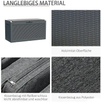 Outsunny® Rattan Kissenbox Auflagenbox Gartenbox mit Kissen Garten Metall PP 8 Hellbraun(m-6)