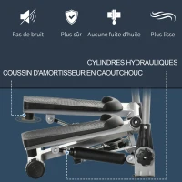 HOMCOM Stepper avec guidons appareil fitness avec écran LCD multifonction acier ABS 54 x 40 x 135 cm noir et argent(m-5)