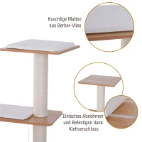 PawHut Kattenkrabboom kattenspeelgoed klimboom Sisal ligvlak natuur met bal(m-4)