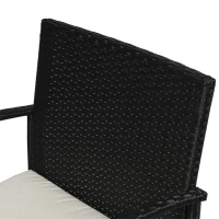 Outsunny Set Mobila in PE Rattan de Extern cu Masa, 2 Fotolii si Canapea cu Perne, Negru(m-12)