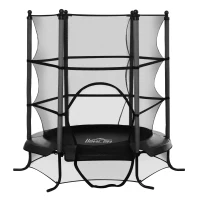 HOMCOM® trampoline tuintrampoline voor kinderen met veiligheidsnetrandafdekking rubberen koord gepolsterd staal zwart Ø170 cm tot 45 kg | Aosom.nl(m-10)