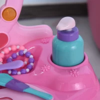 HOMCOM kinderkaptafel kaptafel met krukje 7 muziekstukken spiegel roze(m-9)