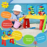 HOMCOM Kinderen zandspeelgoed zandbaktafel met 31 stuks. Accessoires speeltafel 3 jaar PP(m-4)