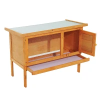 PawHut Kleintierstall Zwergkaninchenkäfig Zwergkaninchenstall wetterfest Holz Metall 90 cm x 45 cm x 65 cm(m-10)