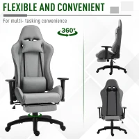 Vinsetto Racing Office Chair Recliner w/footrest Grey(m-8)
