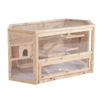 PawHut KLATKA DLA CHOMIKÓW, DOMEK DLA GRYZONI MYSZY, DREWNO JODŁOWE(m-1)