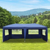 Outsunny Opvouwbaar paviljoen paviljoen opvouwbare tent partytent tuintent 3 x 6 m met venster 2 kleuren(m-2)