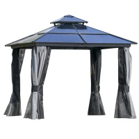 Outsunny Outdoor 3 x 3(m) Gazebo Cabana w/ Steel Frame & Net Sidewalls for Privacy(m-1)
