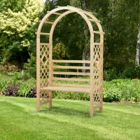Łuk różany z ławką ławka różana pergola trellis ławka ogrodowa lite drewno naturalne Outsunny®(m-2)