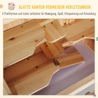 PawHut Kooi voor kleine dieren hamsterkooi kooi knaagdierkooi muizenkooi dennenhout, 60 x 40 x 80 cm(m-4)