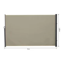 Outsunny Seitenmarkise, Sicht- und Sonnenschutz, Seitenrollo, Polyester, Beige, 3 x 1,8 m(m-3)