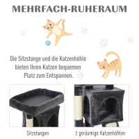 PawHut krabpaal met sisalpalen, kattenkrabpaal, kattenklimboom, kattenboom, donkergrijs, 59 x 39 x 83 cm kattenkrabpaal sisalpalen krabpaal donkergrijs | Aosom.nl(m-6)