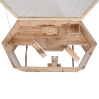 PawHut KLATKA DLA CHOMIKÓW, DOMEK DLA GRYZONI MYSZY, DREWNO JODŁOWE(m-8)