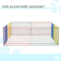 PawHut Auslauf für Kleintiere, 8 Elemente Laufstall Freilaufgehege, Metall, Bunt, 69 x 69 x 23 cm(m-4)