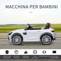 HOMCOM Macchina Elettrica per Bambini con Licenza Ufficiale Mercedes-Benz Luci e Fanali Funzionanti Lettore di Musica MP3(m-3)