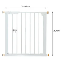 PawHut Veiligheidshekje slagboom traphekje hondenhekje poortdeur 74-95 cm(m-3)