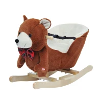 HOMCOM Schommelpaard pluche schommeldier paard liedjes speelgoed kinderen babyschommel(m-1)