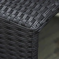 Outsunny 8 Pieces PE Rattan Sofa Set with Cushions, Garden Corner Sofa with 4 Seater Sofa, 2 Footstools and 2 Coffee Table Set, Space-saving Design, No Assembly Required, Black(m-10)