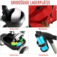 Dziecięcy rowerek trójkołowy 4 w 1 rower trójkołowy dla dzieci aluminium metal czerwony(m-7)