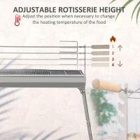 Outsunny Outdoor Portable Charcoal BBQ Rotisserie Grill Roaster with Foldable Legs(m-6)