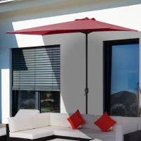 Outsunny Chapéu de Sol Semicircular de Jardim Chapéu de Sol a manivela Resistente à Água e Anti UV para Pátio Terraço 230x130x245cm Vinho(m-2)