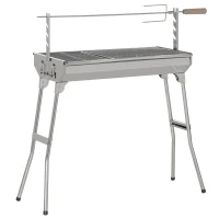 Outsunny Outdoor Portable Charcoal BBQ Rotisserie Grill Roaster with Foldable Legs(m-1)