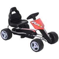 HOMCOM® GOKART DLA DZIECI SAMOCHÓD NA PEDAŁY 4 KÓŁKA METAL + TWORZYWO czerwony DLA DZIECI W WIEKU 3–8 LAT(m-1)