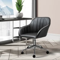 Vinsetto Silla de Oficina Ergonómica Silla Escritorio Giratoria con Altura Ajustable Respaldo y Reposabrazos de Piel Sintética Carga 120 kg 60x59x79-89 cm Negro(m-2)