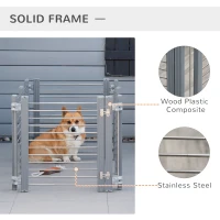 PawHut Dog Pen Adjustable Puppy Playpen Foldable Fence Indoor Outdoor Run Enclosure for Small Dogs with Gate Locks 64.5 cm High, Grey(m-5)