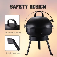 Outsunny Metal Portable Tripod Charcoal BBQ Grill Black(m-5)