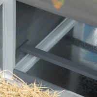 PawHut Galinheiro de Madeira Exterior Gaiola para 2 Galinhas com Cerca de Arame Tetos Asfálticos Abatíveis Ninho Bandeja Removível Rampa e Mesa de Cultivo 191,5x80x90cm Cinza(m-9)
