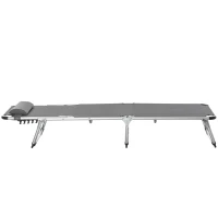 Outsunny Espreguiçadeira de Jardim Dobrável com Apoio para a Cabeça Removível e Encosto Ajustável em 4 Posições para Jardim Terraço Campismo Exterior 170x60x76cm Cinza(m-7)