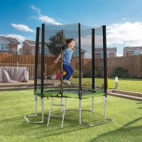 HOMCOM Trampolim de Jardim Ø223cm Trampolim para Crianças Adultos com Superfície de Salto Ø137cm Rede de Segurança Cobertura de Bordas e Escada para Exterior Verde(m-8)