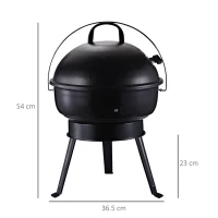 Outsunny Metal Portable Tripod Charcoal BBQ Grill Black(m-3)