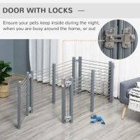 PawHut Dog Pen Adjustable Puppy Playpen Foldable Fence Indoor Outdoor Run Enclosure for Small Dogs with Gate Locks 64.5 cm High, Grey(m-7)