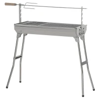 Outsunny Outdoor Portable Charcoal BBQ Rotisserie Grill Roaster with Foldable Legs(m-11)