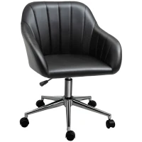 Vinsetto Silla de Oficina Ergonómica Silla Escritorio Giratoria con Altura Ajustable Respaldo y Reposabrazos de Piel Sintética Carga 120 kg 60x59x79-89 cm Negro(m-11)