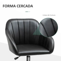 Vinsetto Silla de Oficina Ergonómica Silla Escritorio Giratoria con Altura Ajustable Respaldo y Reposabrazos de Piel Sintética Carga 120 kg 60x59x79-89 cm Negro(m-6)