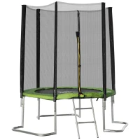 HOMCOM Trampolim de Jardim Ø223cm Trampolim para Crianças Adultos com Superfície de Salto Ø137cm Rede de Segurança Cobertura de Bordas e Escada para Exterior Verde(m-1)