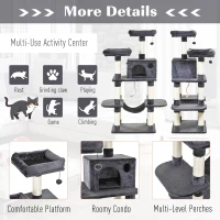 PawHut 4-Level Plush Cat Tree Activity Center w/ Sisal Scratching Posts Perch Condo Hammock(m-10)