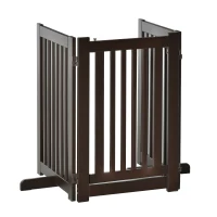 PawHut Barierka ochronna dla psów, Regulowana i Składana, z MDF, Ciemnobrązowa, 155 x 1,5 x 76 cm(m-11)