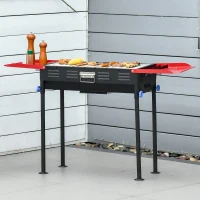 Outsunny Portable Charcoal Grill BBQ Easy Set-up Height Adjustable w/ Shelves(m-2)