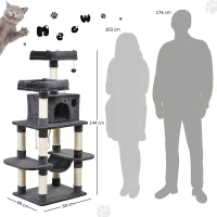 PawHut 4-Level Plush Cat Tree Activity Center w/ Sisal Scratching Posts Perch Condo Hammock(m-9)